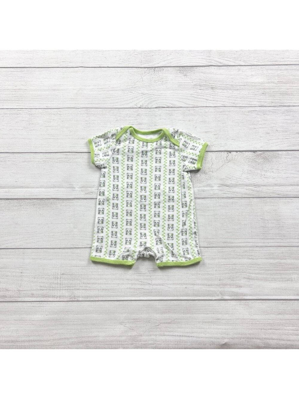 Old Navy Baby Panda Graphic Short Sleeve Romper Green 0-3 Months